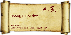 Abonyi Balázs névjegykártya